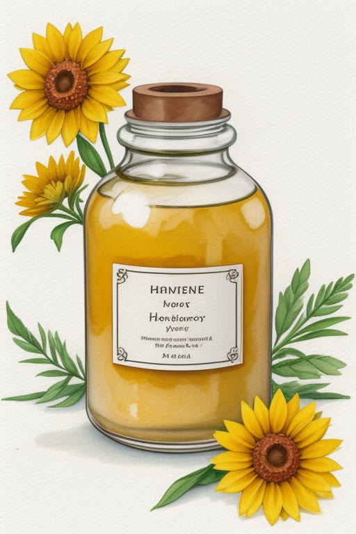 Honey (cough and wound) — line watercolor