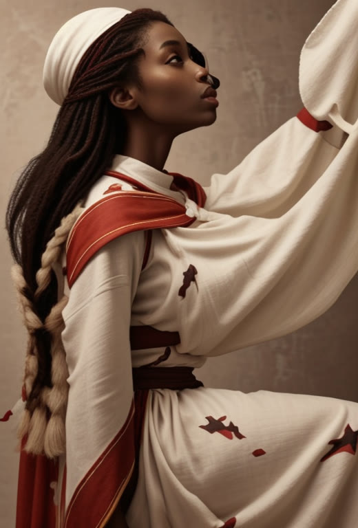 Nubian garment with red sash