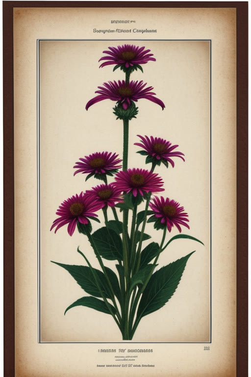 Echinacea (purple coneflower) — art nouveau botanical