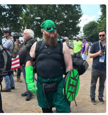 The Green Kek Warrior — Patriot Prayer rally, Tom McCall Waterfront Park, Portland, 4 August 2018